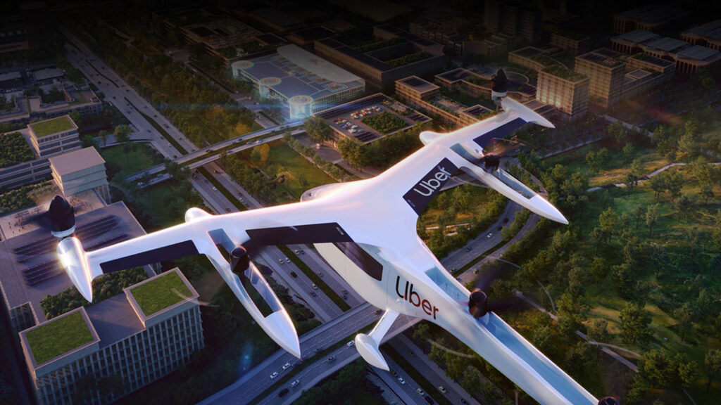 concept di drone uber in volo